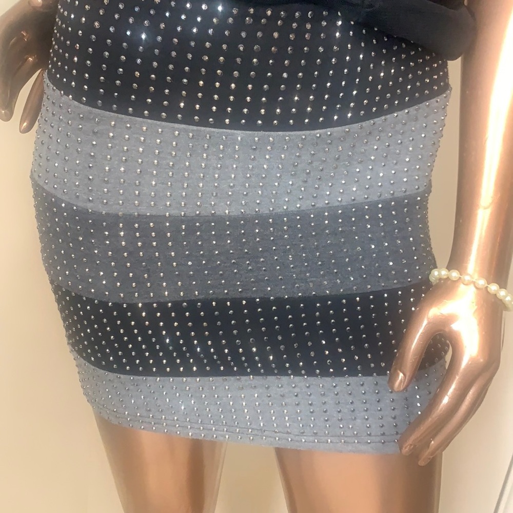 Rhinestone Embellished Body Con Skirt